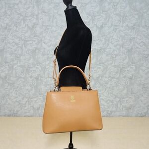 Vera Pelle Tan Satchel Bag  with Crossbody Strap (Inc. Twilly & Dust Bag) NWOT